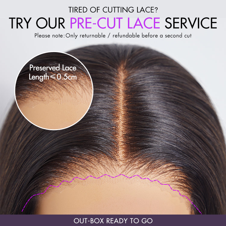 Trendy Brown Highlight Layered Bob Blowout Glueless 5x5 Lace Closure Wig 100% Human Hair Pre-Cut Lace