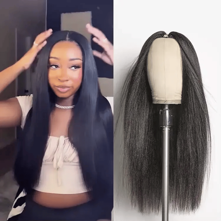 Luvme Too Easy Texture™ Wig 180% Density Kinky Curly / Yaki Straight Glueless V Part Flexi-Fit Drawstring Wig