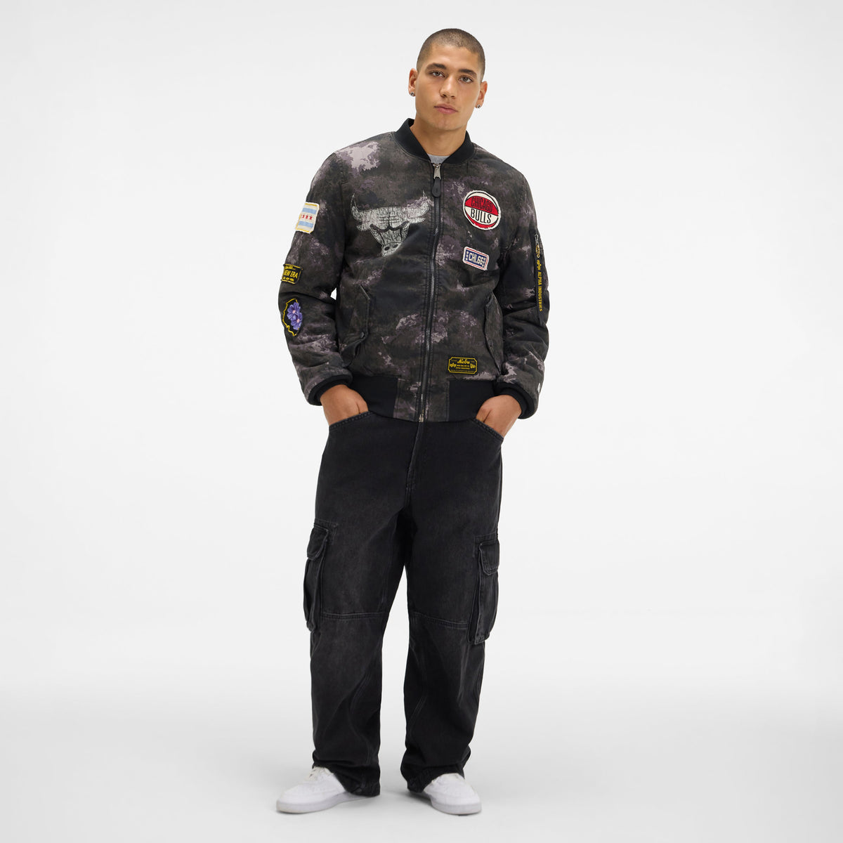Alpha Industries x Boston Celtics Black Camo MA-1 Bomber Jacket