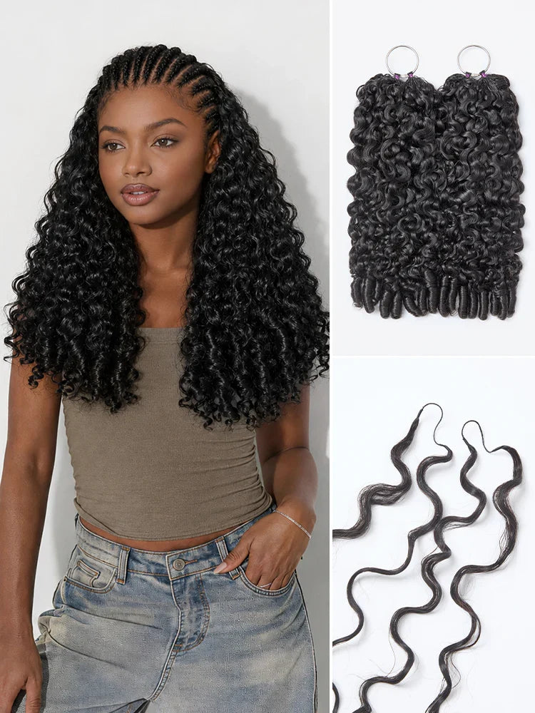 Readitress™ Pre-Separated Feather Crochet Human Hair for Miracle Knots Boho Braids | Deep Wave. Burmese Curly Protective Style (Free Gifts Included) - US Only