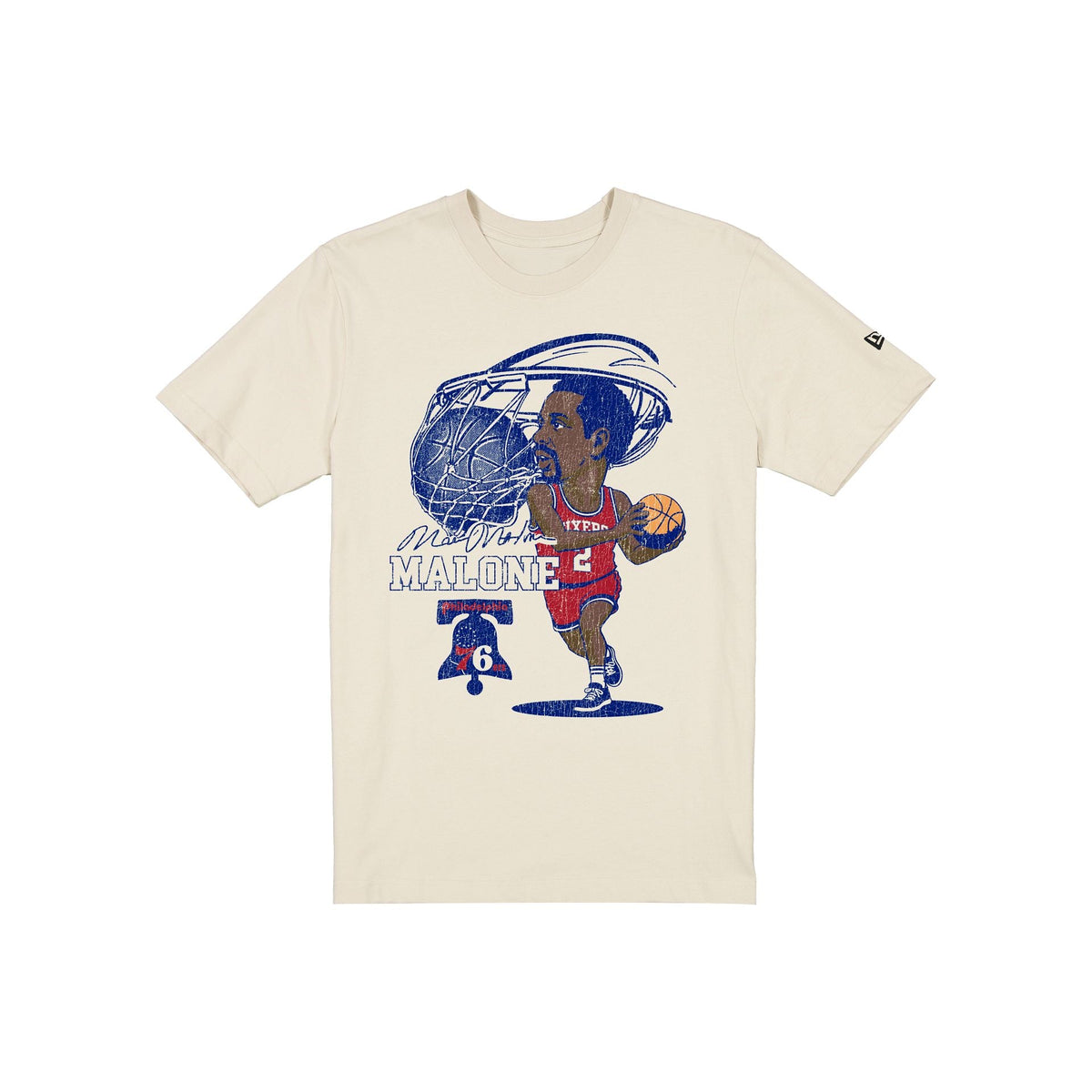 Philadelphia 76ers Hardwood Classics Moses Malone Caricature T-Shirt