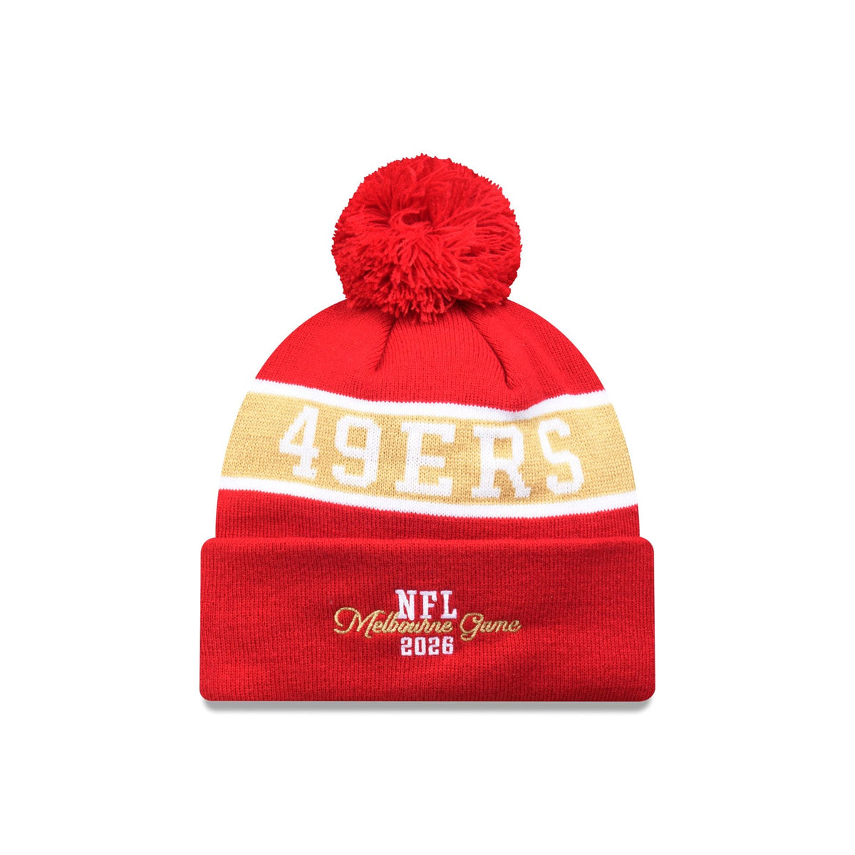 San Francisco 49ers 2026 Melbourne Game Pom Knit Hat