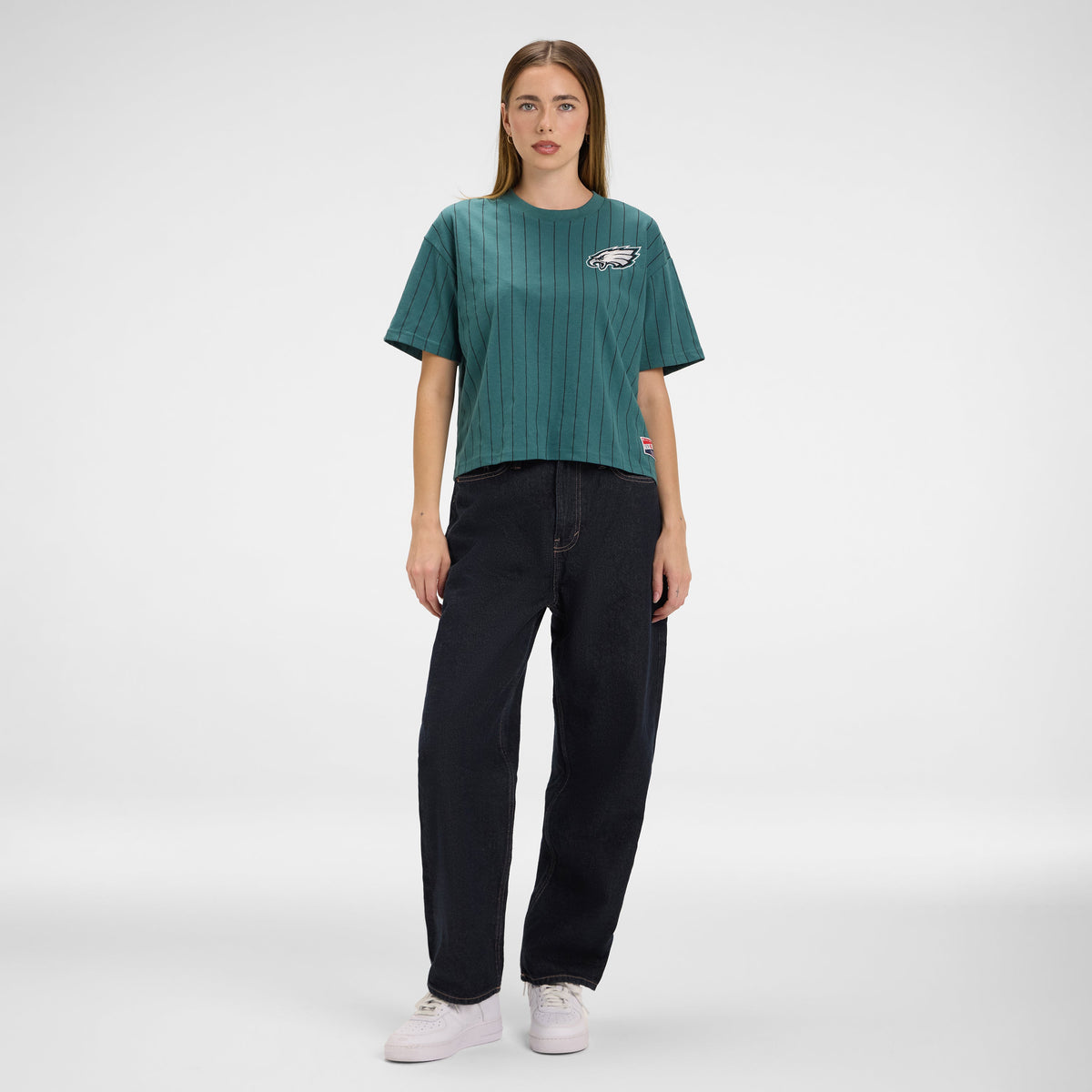 San Francisco 49ers Throwback Women's Cropped Pinstripe T-Shirt
