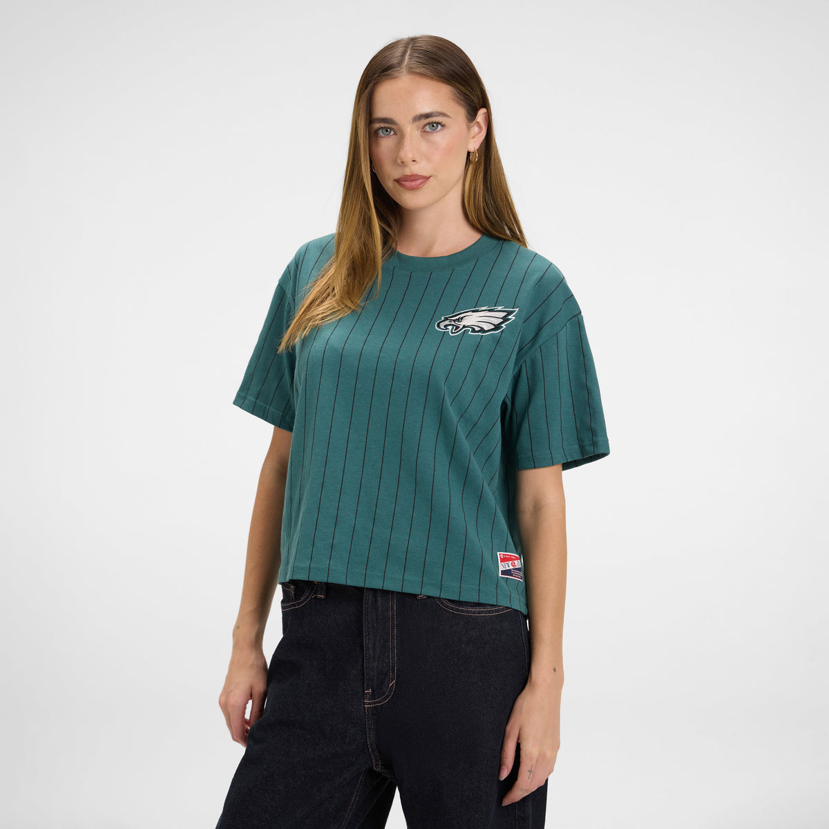 Pittsburgh Steelers Throwback Women's Cropped Pinstripe T-Shirt
