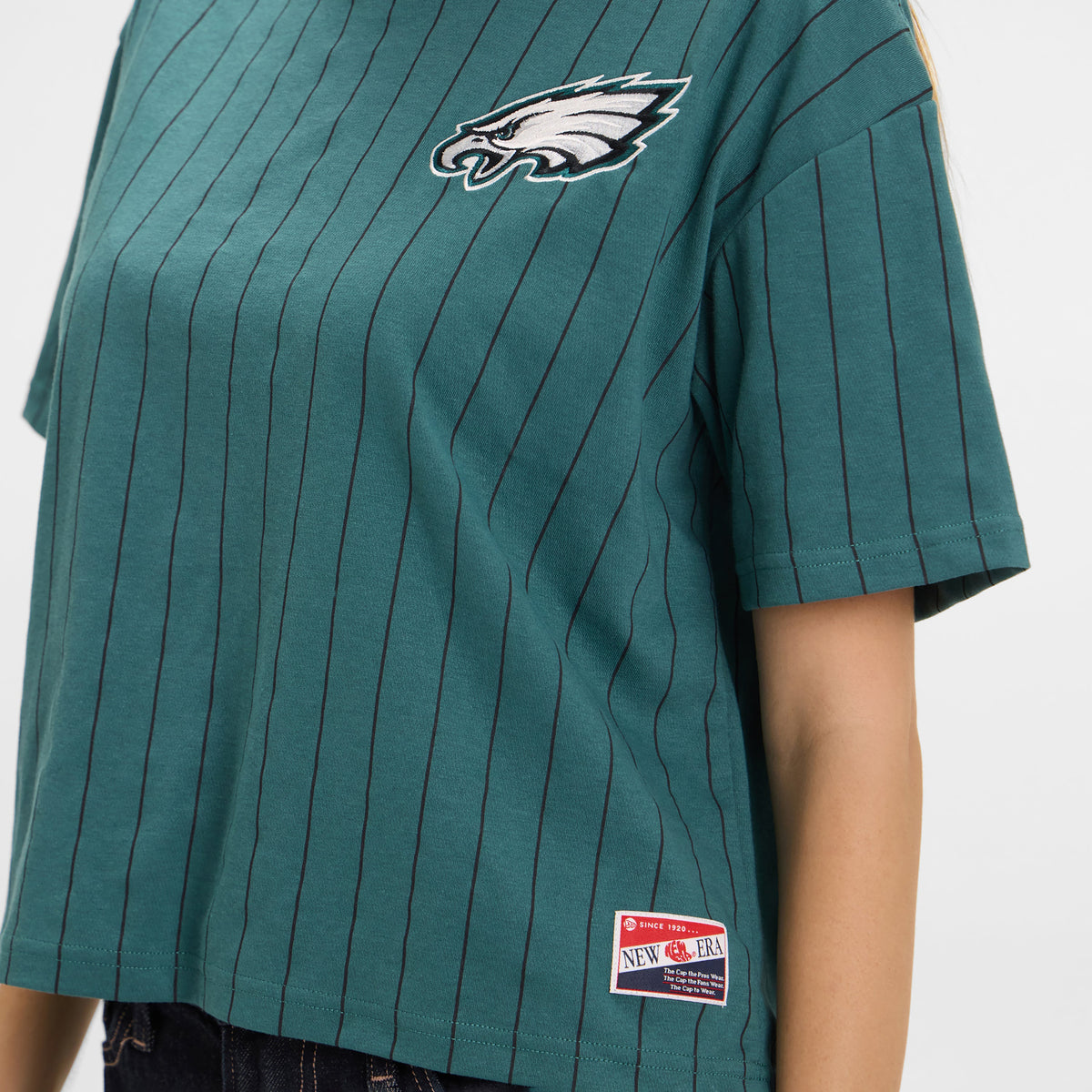 Buffalo Bills Throwback Women's Cropped Pinstripe T-Shirt