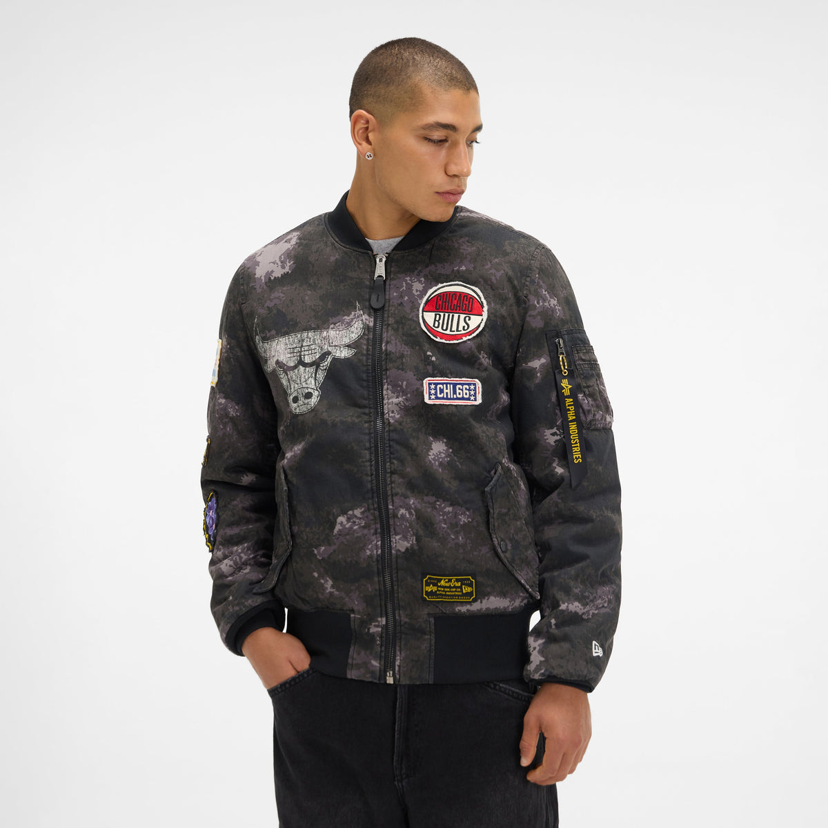 Alpha Industries x Philadelphia 76ers Black Camo MA-1 Bomber Jacket