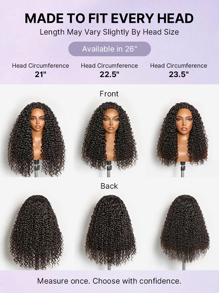 Fluffy & Full 250% Density Water Wave Glueless Half Wig Flexi-Fit Drawstring