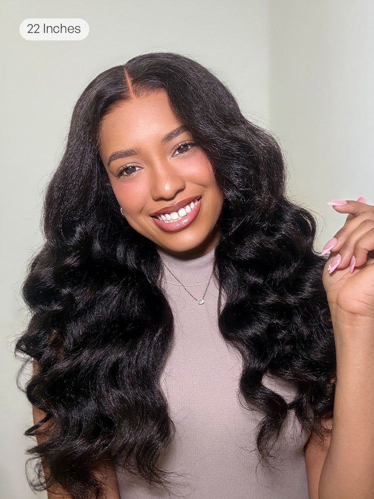 Luvme All-Day Comfort™ Wig 180% / 250% Density Kinky Body Wave / Layered Light Kinky Straight PartingMax Glueless 7x6 Closure HD Lace Wig Pre-Cut Lace