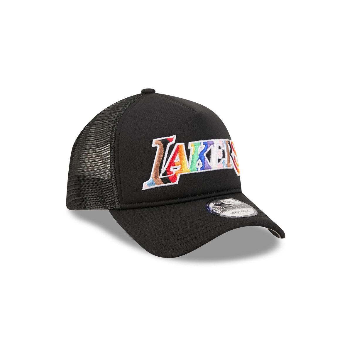 Los Angeles Lakers Rainbow Wordmark 9FORTY A-Frame Trucker Hat