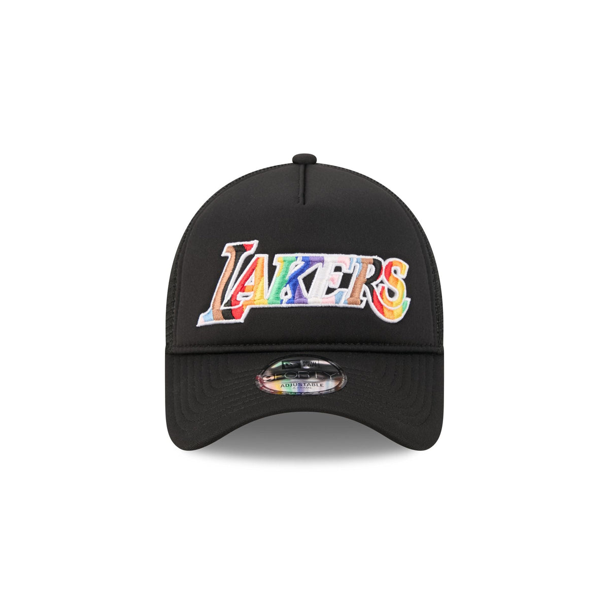 Los Angeles Lakers Rainbow Wordmark 9FORTY A-Frame Trucker Hat
