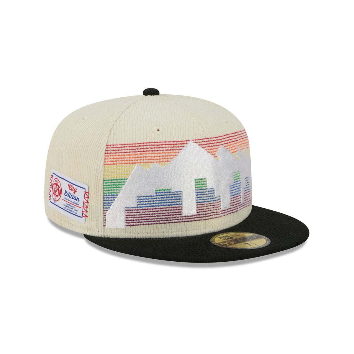 Denver Nuggets 2025 City Edition Chrome White Corduroy 59FIFTY Fitted Hat
