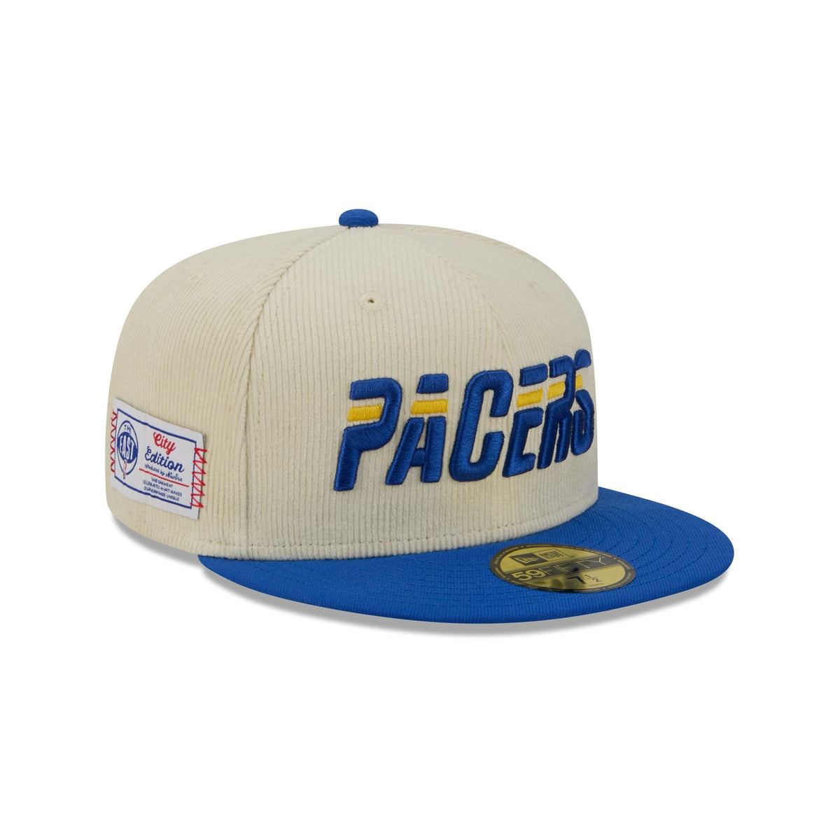 Indiana Pacers 2025 City Edition Chrome White Corduroy 59FIFTY Fitted Hat