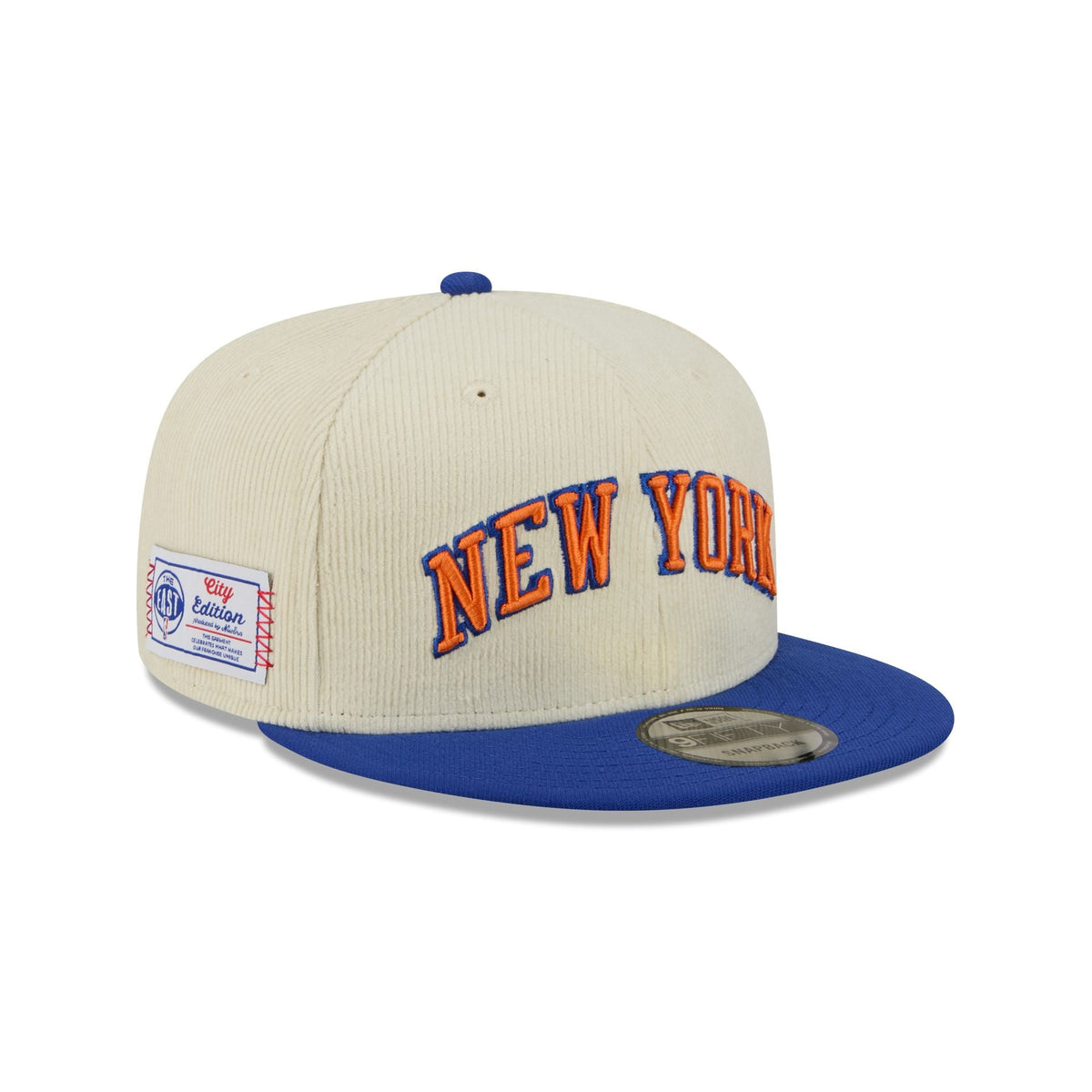 New York Knicks 2025 City Edition Chrome White Corduroy 9FIFTY Snapback Hat