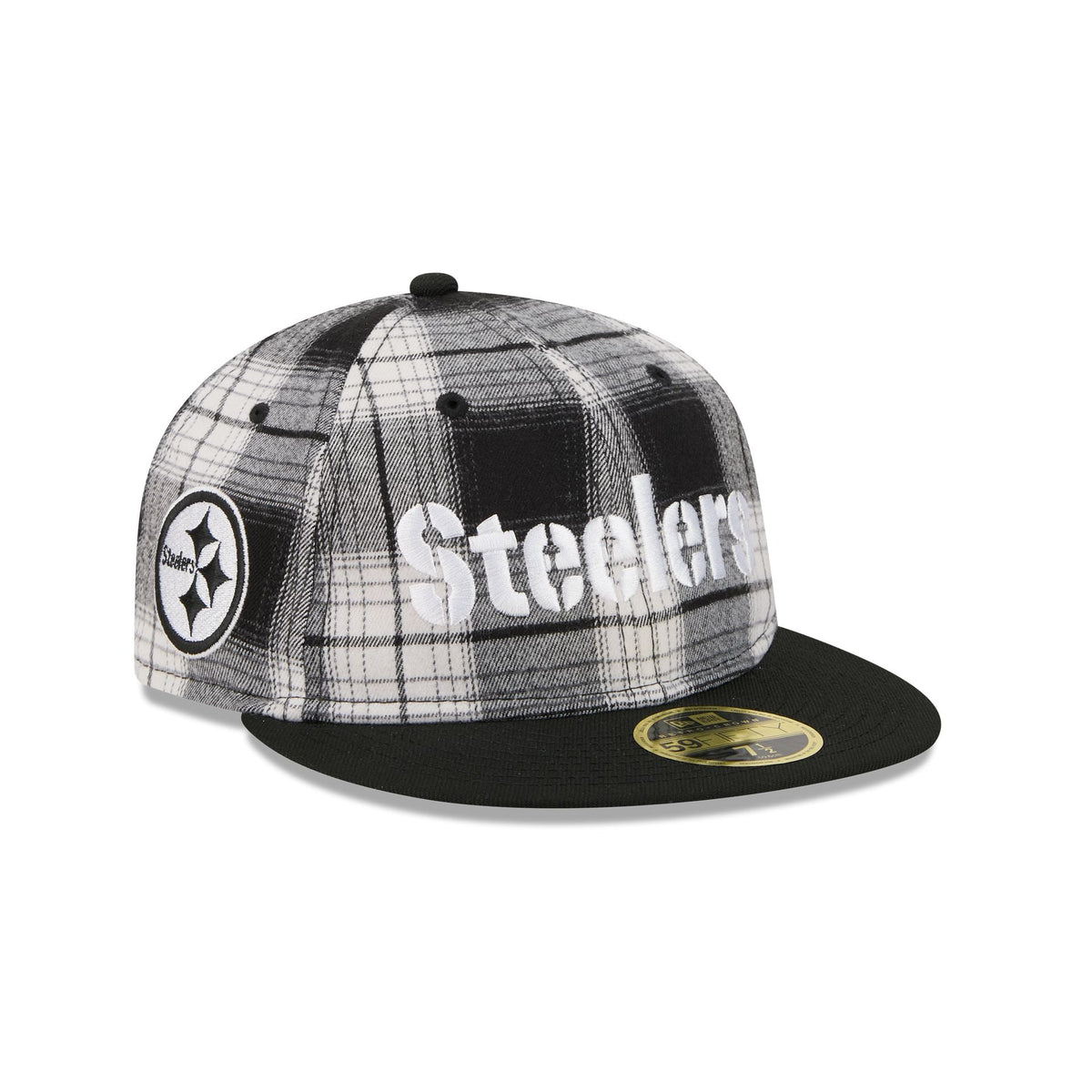Pittsburgh Steelers Grunge Plaid Retro Crown 59FIFTY Fitted Hat