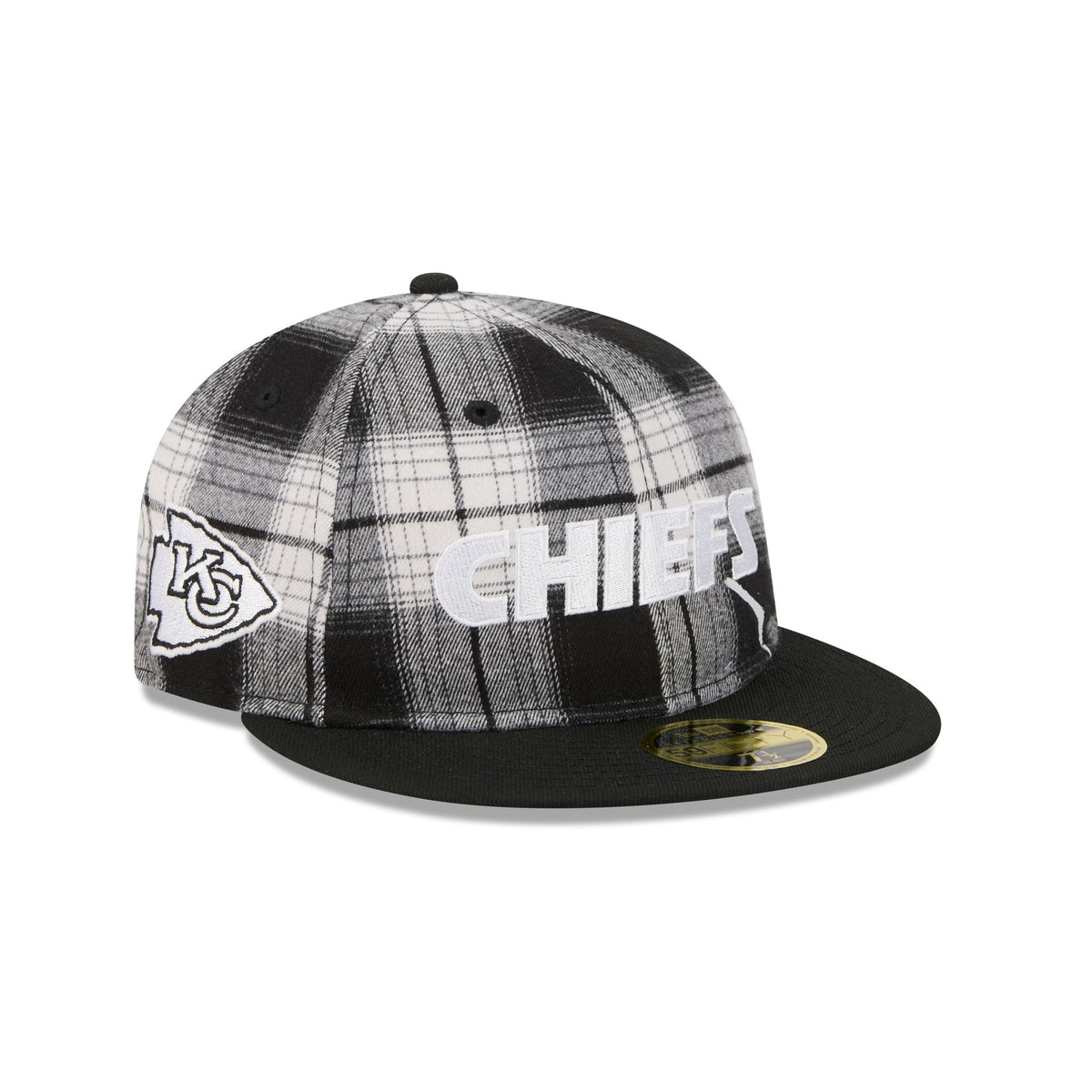 Kansas City Chiefs Grunge Plaid Retro Crown 59FIFTY Fitted Hat