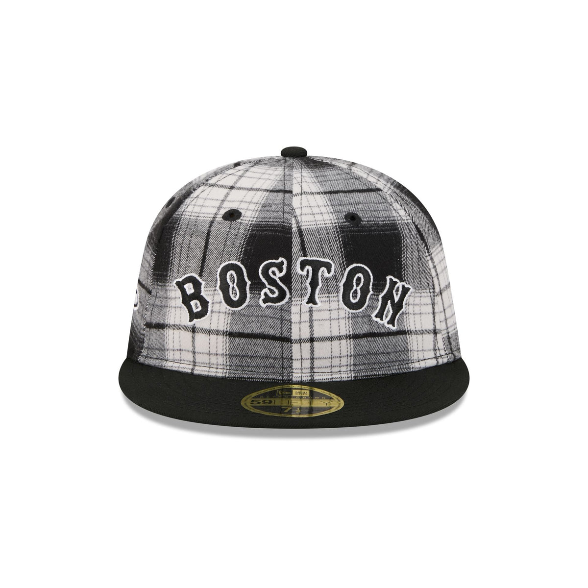 Boston Red Sox Grunge Plaid Retro Crown 59FIFTY Fitted Hat