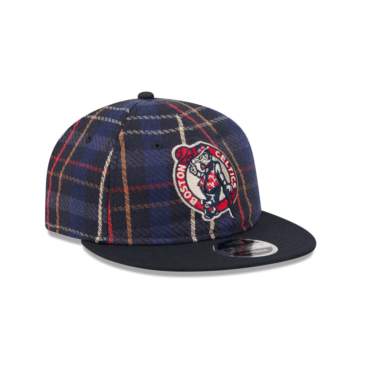 Boston Celtics Grunge Plaid Retro Crown 9FIFTY Adjustable Hat