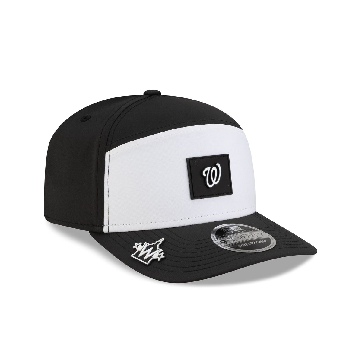 Washington Nationals 2026 Clubhouse Black & White Split Panel 9SEVENTY Stretch-Snap Hat
