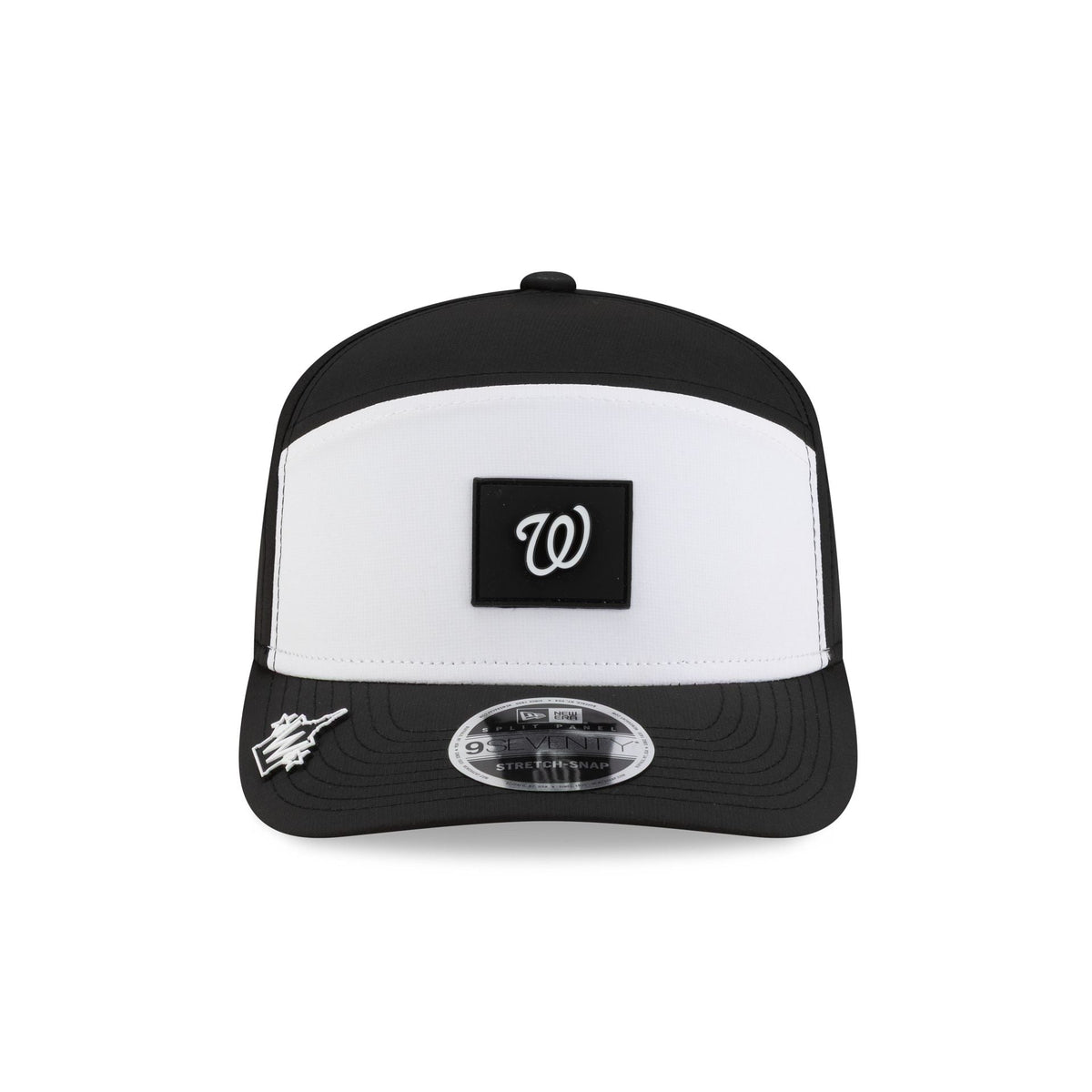 Washington Nationals 2026 Clubhouse Black & White Split Panel 9SEVENTY Stretch-Snap Hat