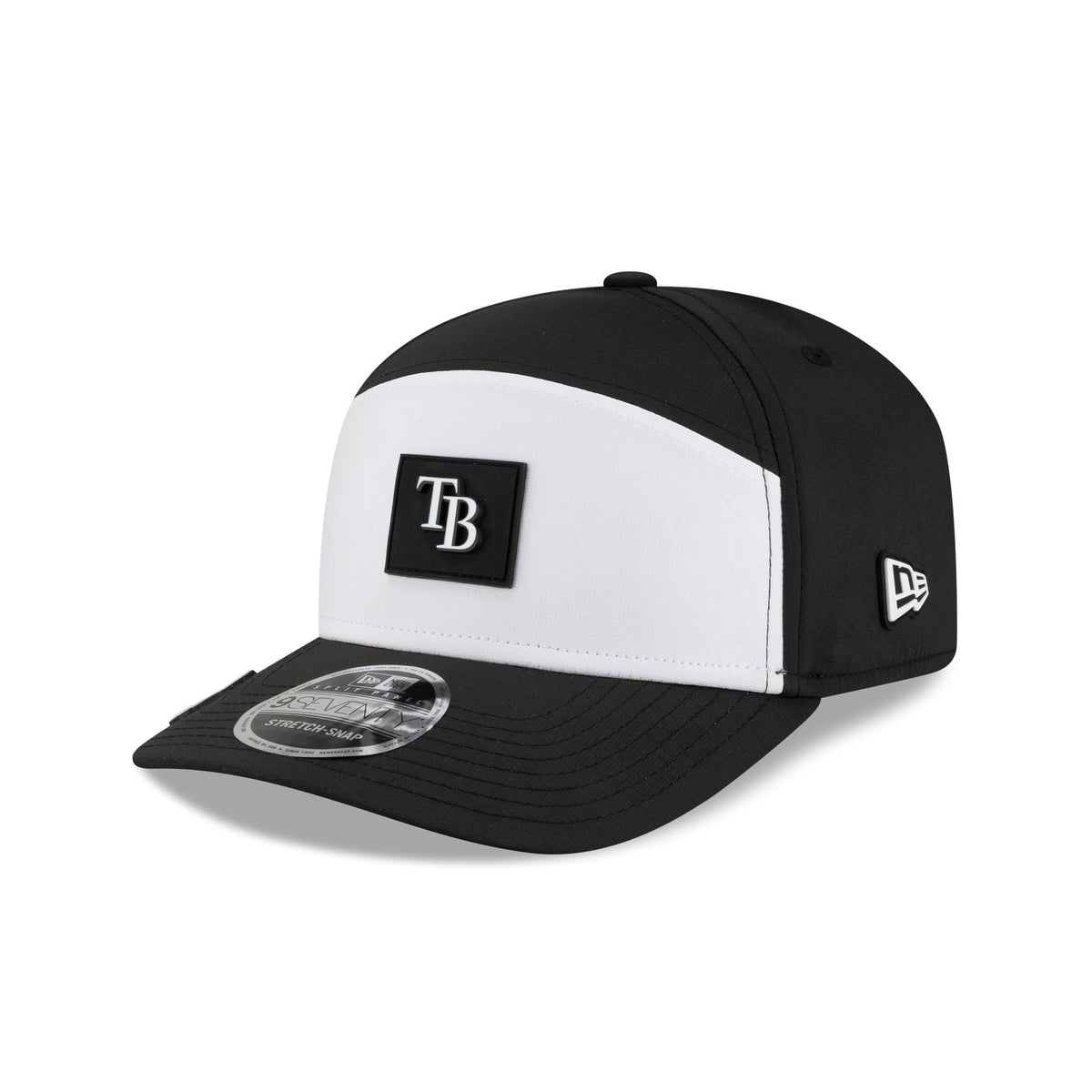 Tampa Bay Rays 2026 Clubhouse Black & White Split Panel 9SEVENTY Stretch-Snap Hat