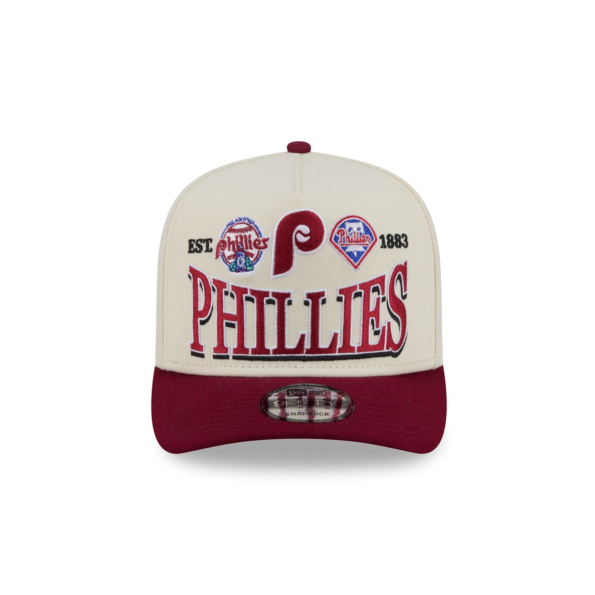 Philadelphia Phillies Three Hit Chrome White 9FIFTY A-Frame Snapback Hat