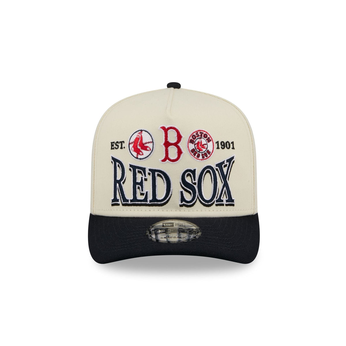 Boston Red Sox Three Hit Chrome White 9FIFTY A-Frame Snapback Hat