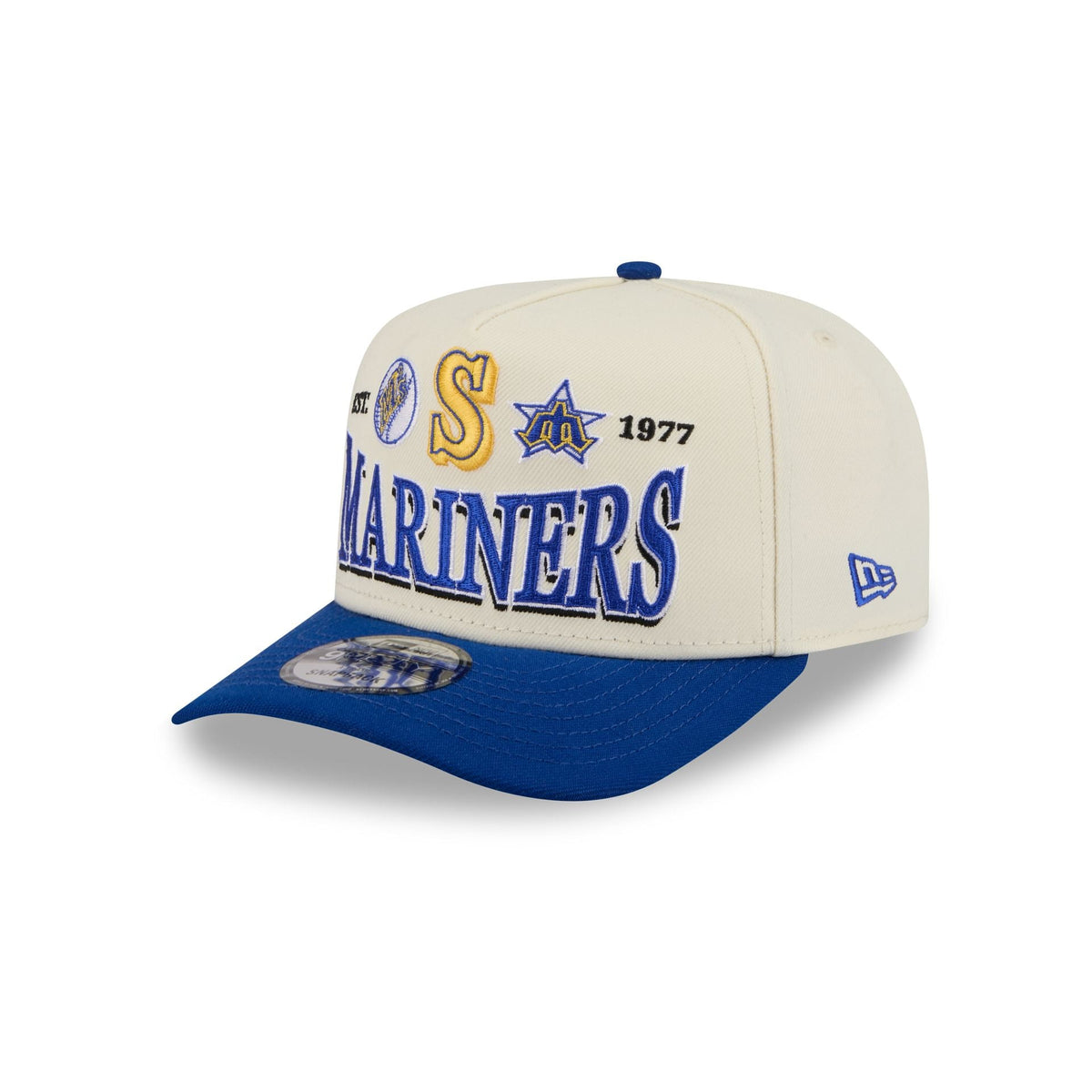 Seattle Mariners Three Hit Chrome White 9FIFTY A-Frame Snapback Hat