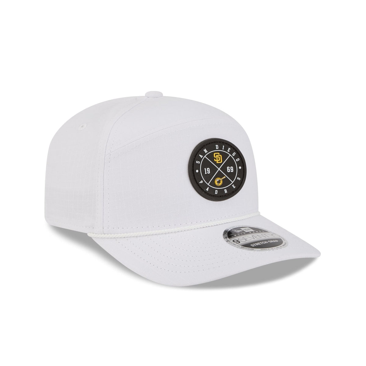 San Diego Padres Circle Logo White Split Panel 9SEVENTY Stretch-Snap Hat