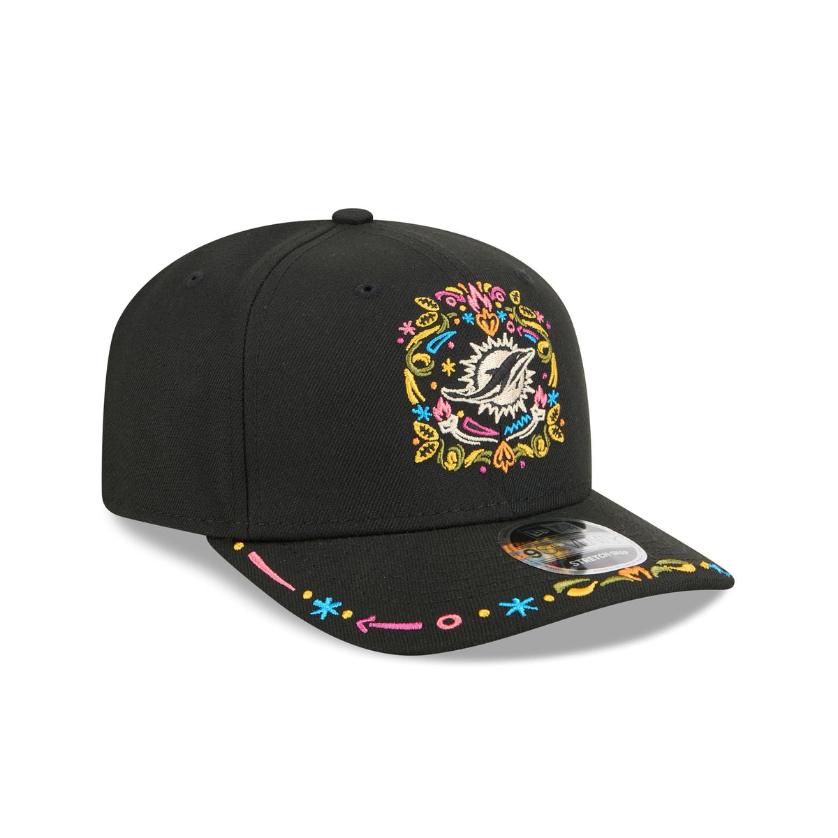 Miami Dolphins Black Color Pop 9SEVENTY Stretch-Snap Hat