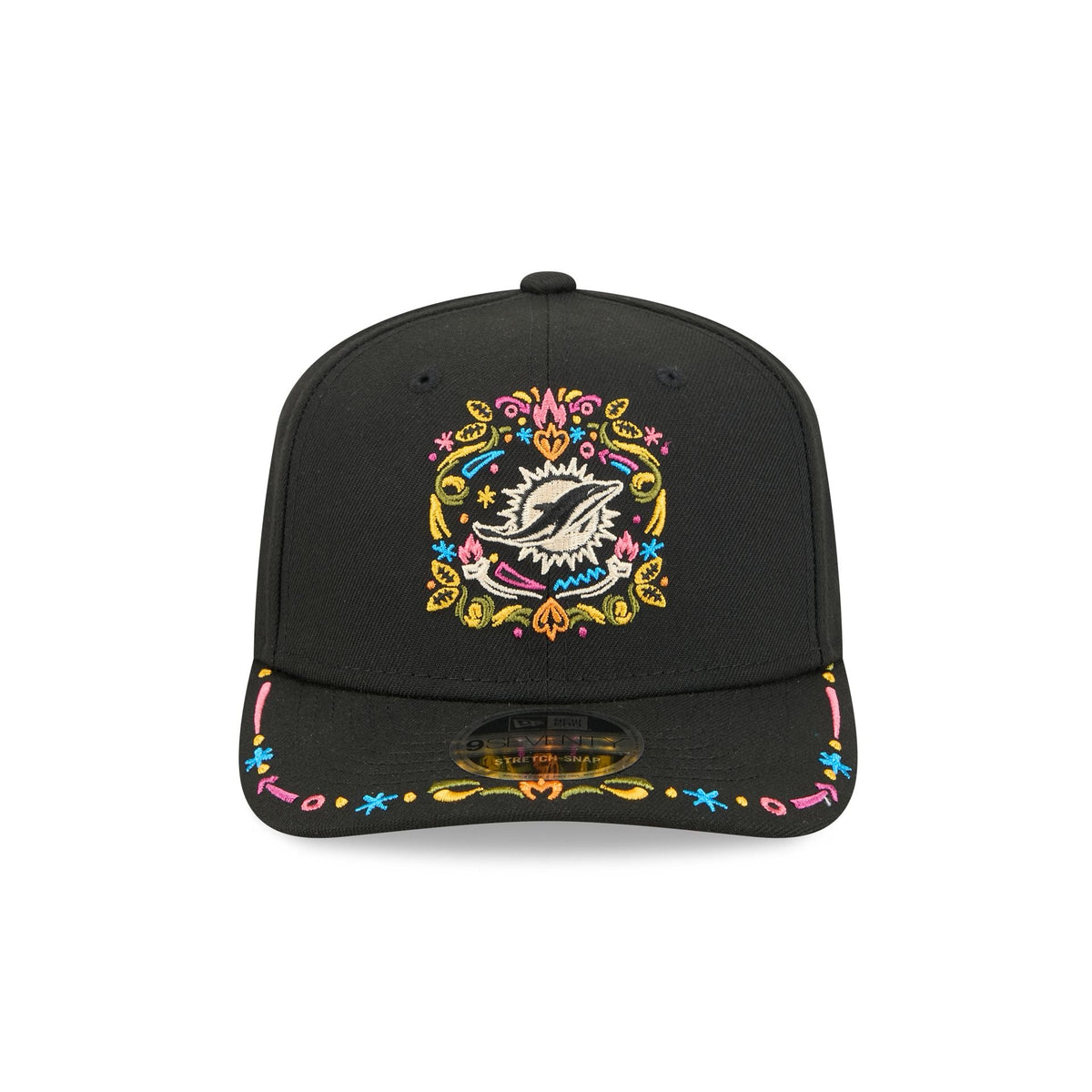 Miami Dolphins Black Color Pop 9SEVENTY Stretch-Snap Hat