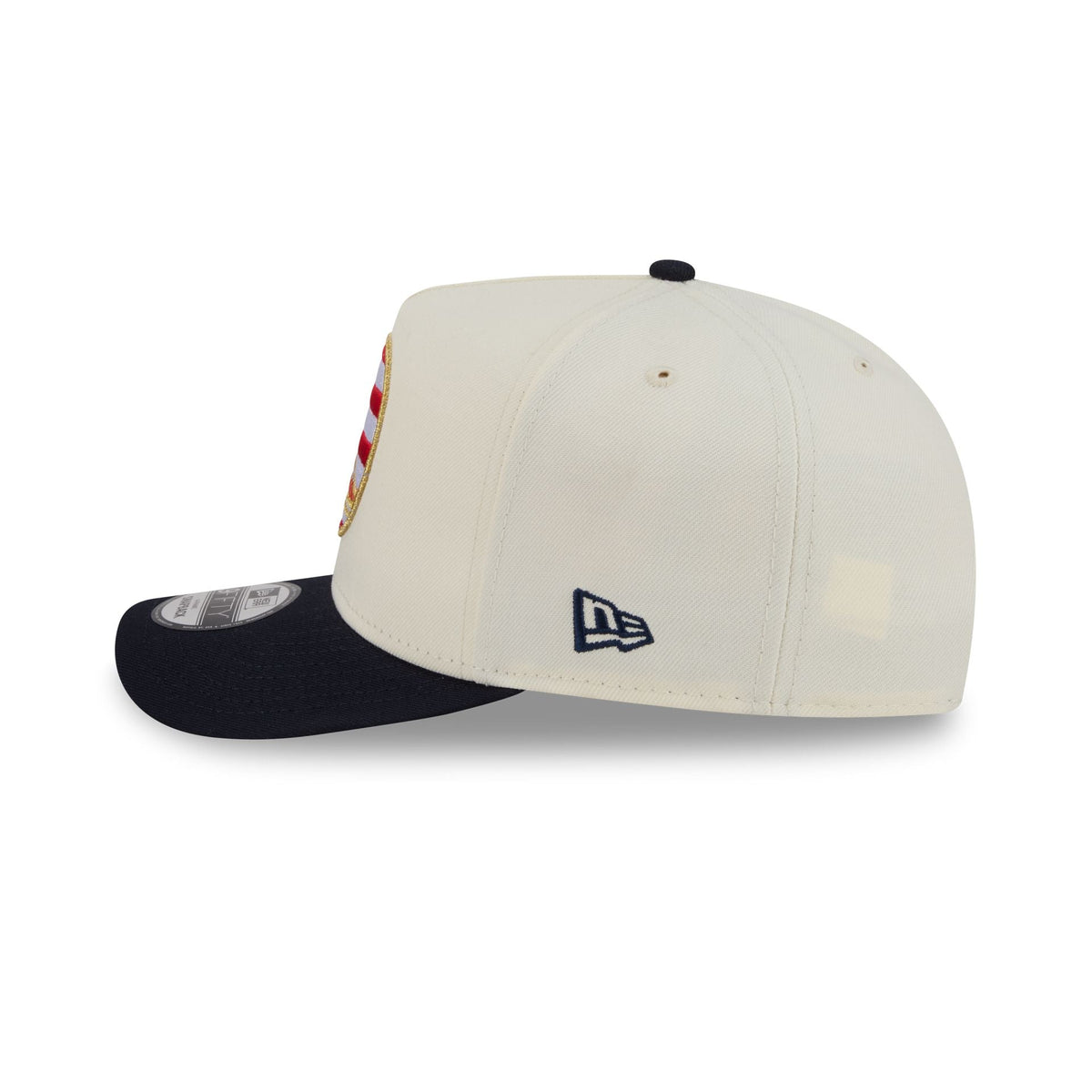 Golden State Warriors Chrome White Stars and Stripes 9FIFTY A-Frame Snapback Hat