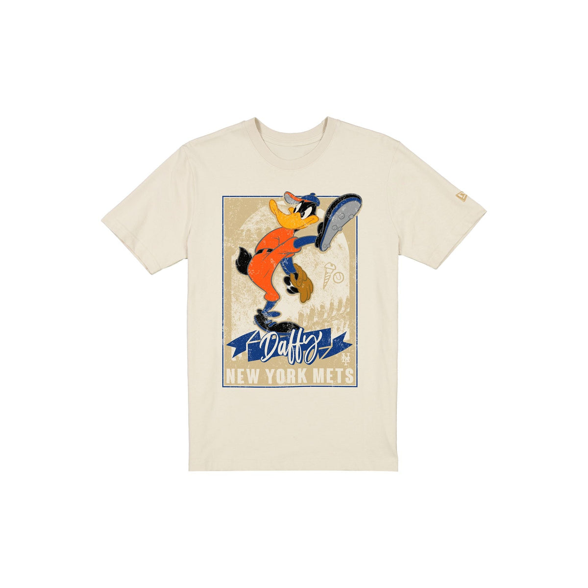 New York Mets Daffy Duck Pitch Chrome White T-Shirt