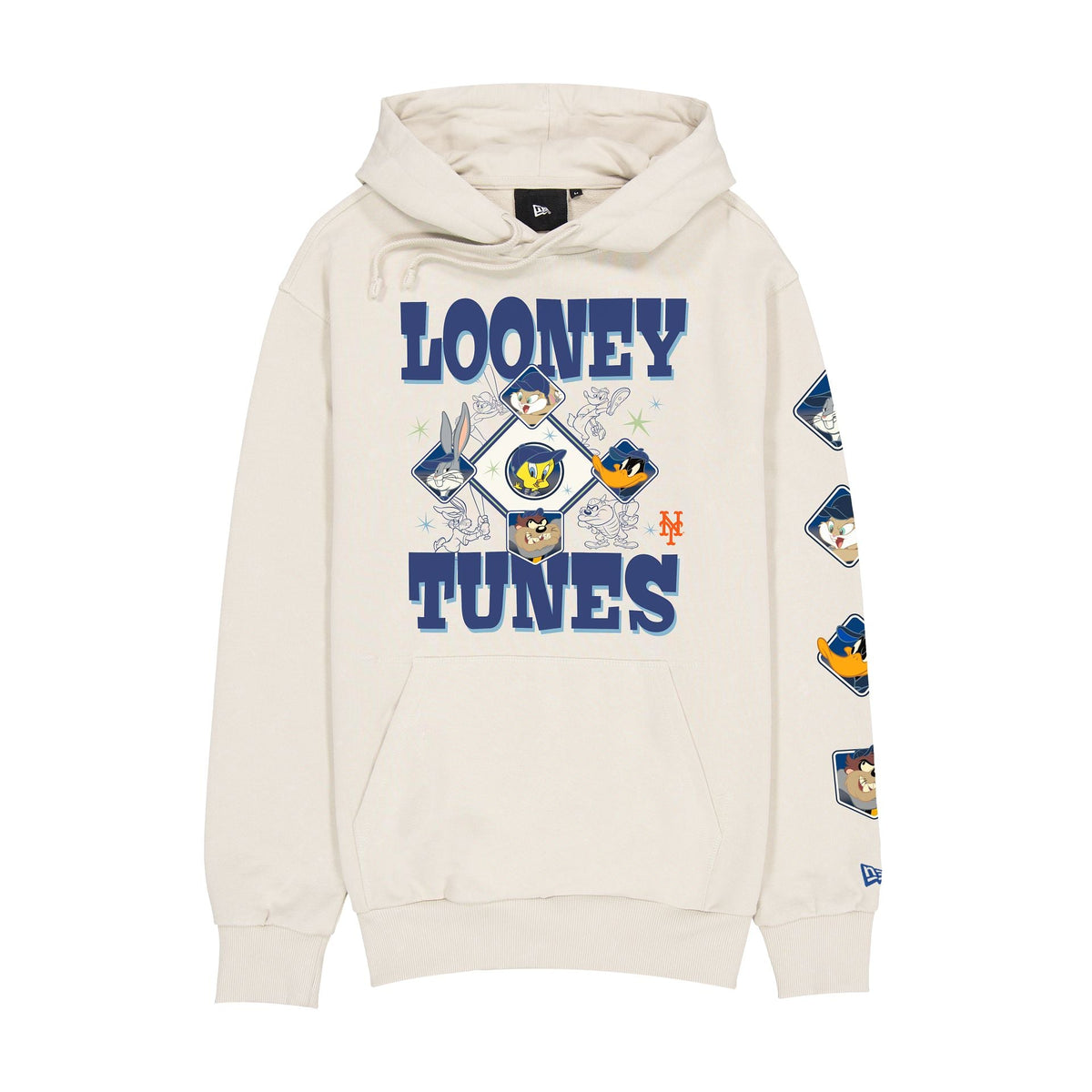 New York Mets Looney Tunes Diamond Chrome White Hoodie