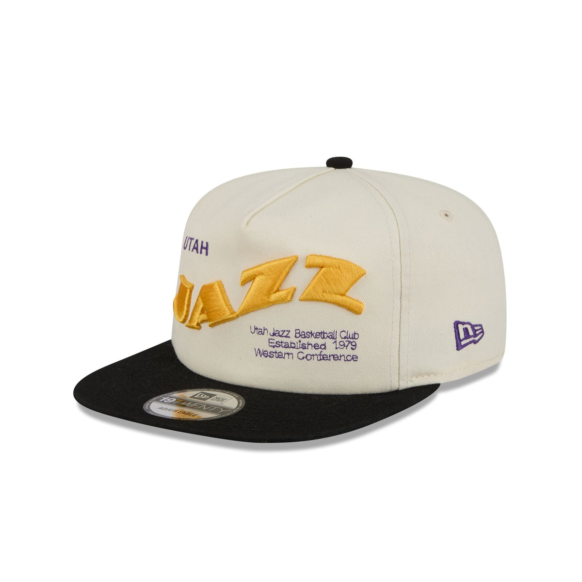 Utah Jazz Conference Script Chrome White 19TWENTY Adjustable Hat