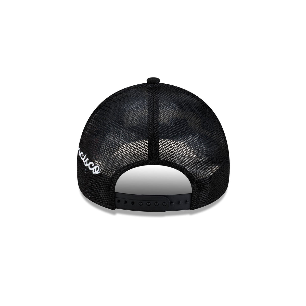 San Francisco 49ers Side Script Black 9FORTY A-Frame Trucker Hat
