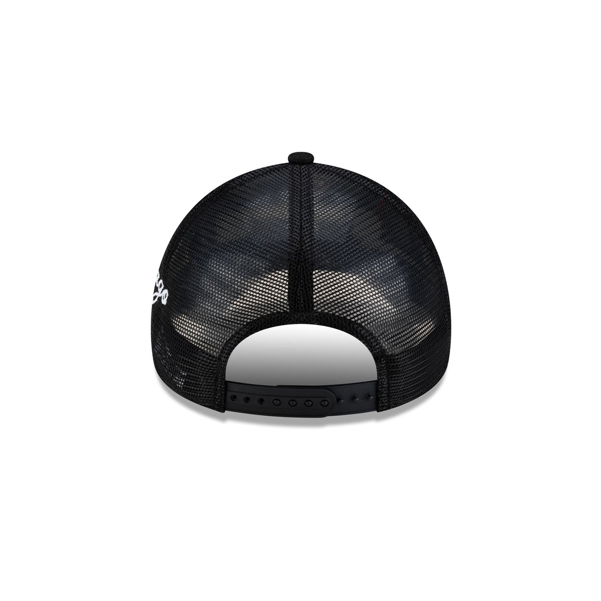 Chicago Bulls Side Script Black 9FORTY A-Frame Trucker Hat