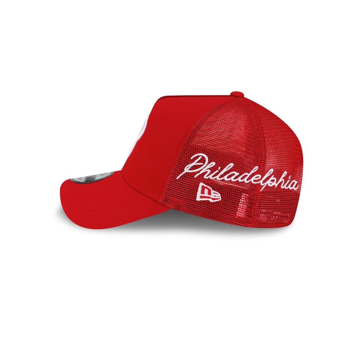 Philadelphia Phillies Side Script 9FORTY A-Frame Trucker Hat