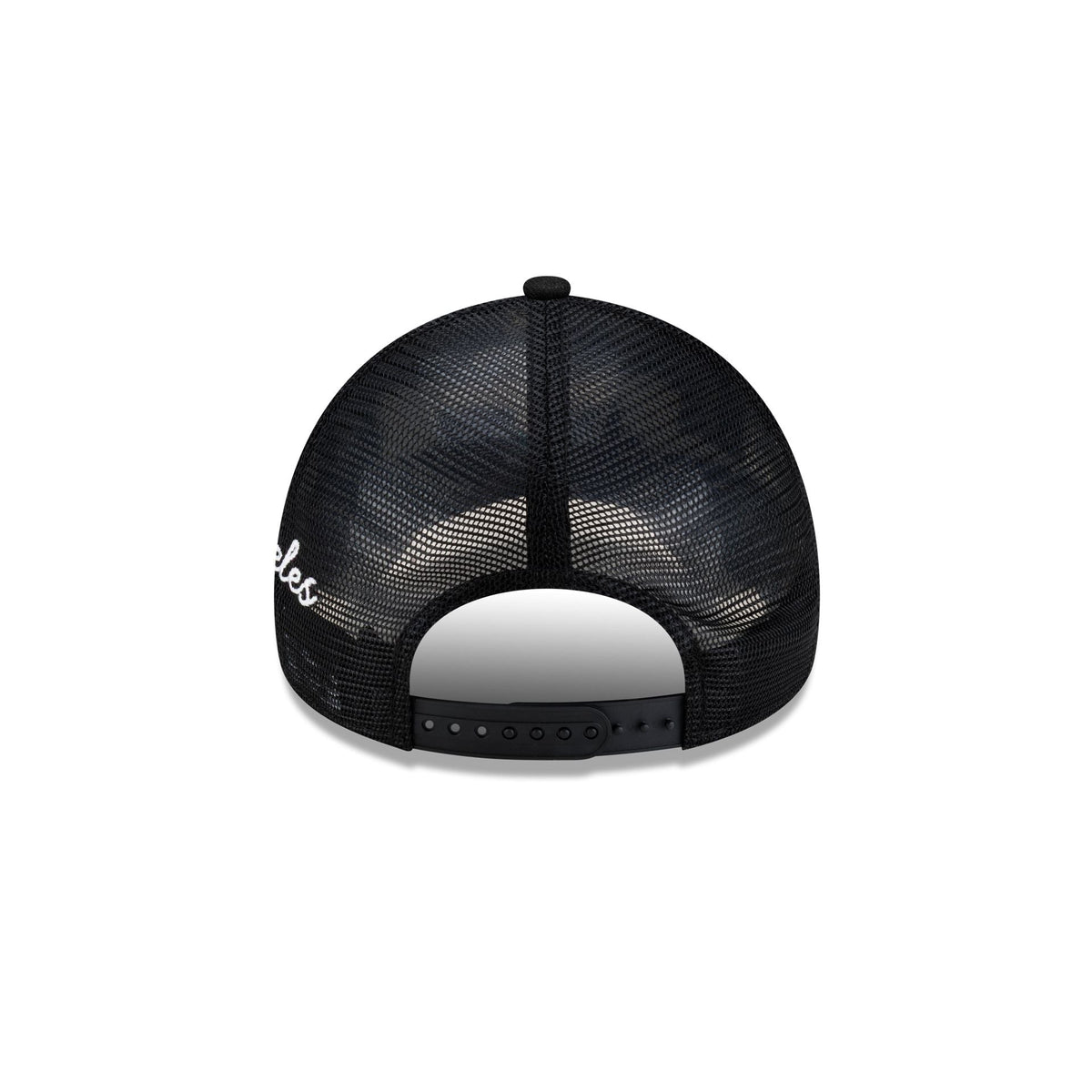 Los Angeles Lakers Side Script Black 9FORTY A-Frame Trucker Hat