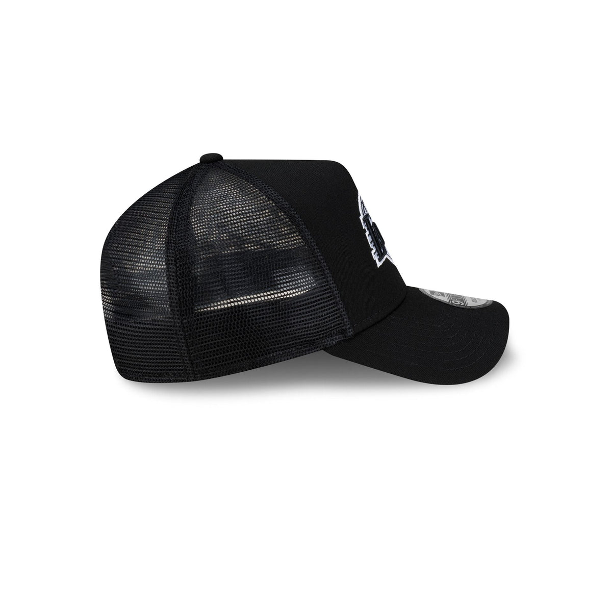 Los Angeles Lakers Side Script Black 9FORTY A-Frame Trucker Hat