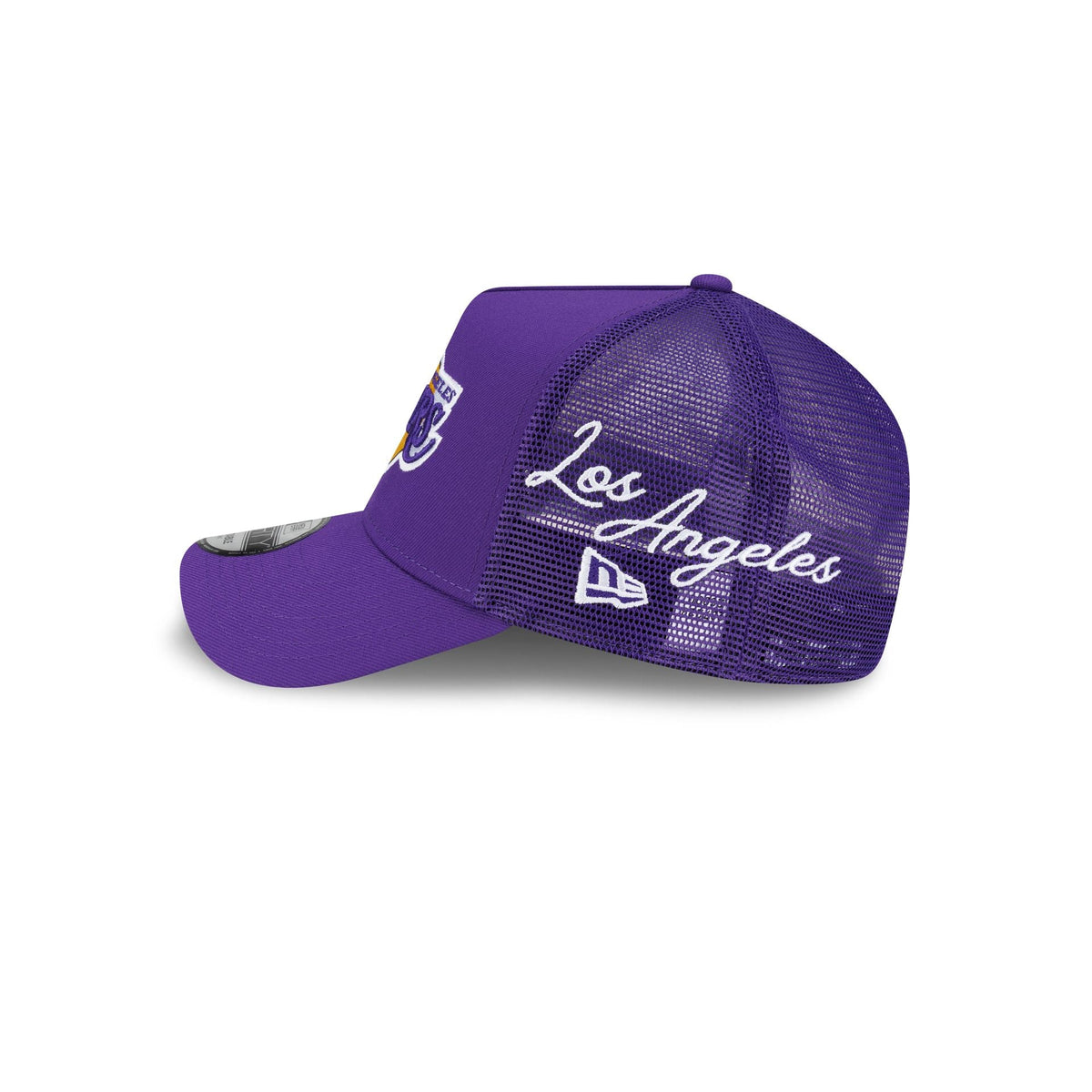 Los Angeles Lakers Side Script 9FORTY A-Frame Trucker Hat