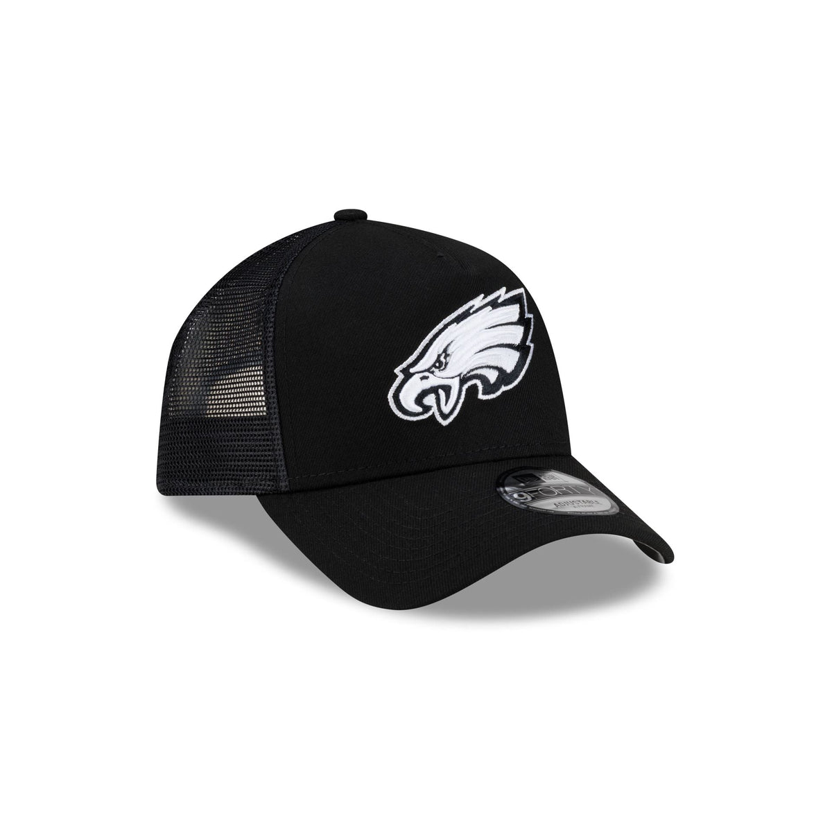Philadelphia Eagles Side Script Black 9FORTY A-Frame Trucker Hat