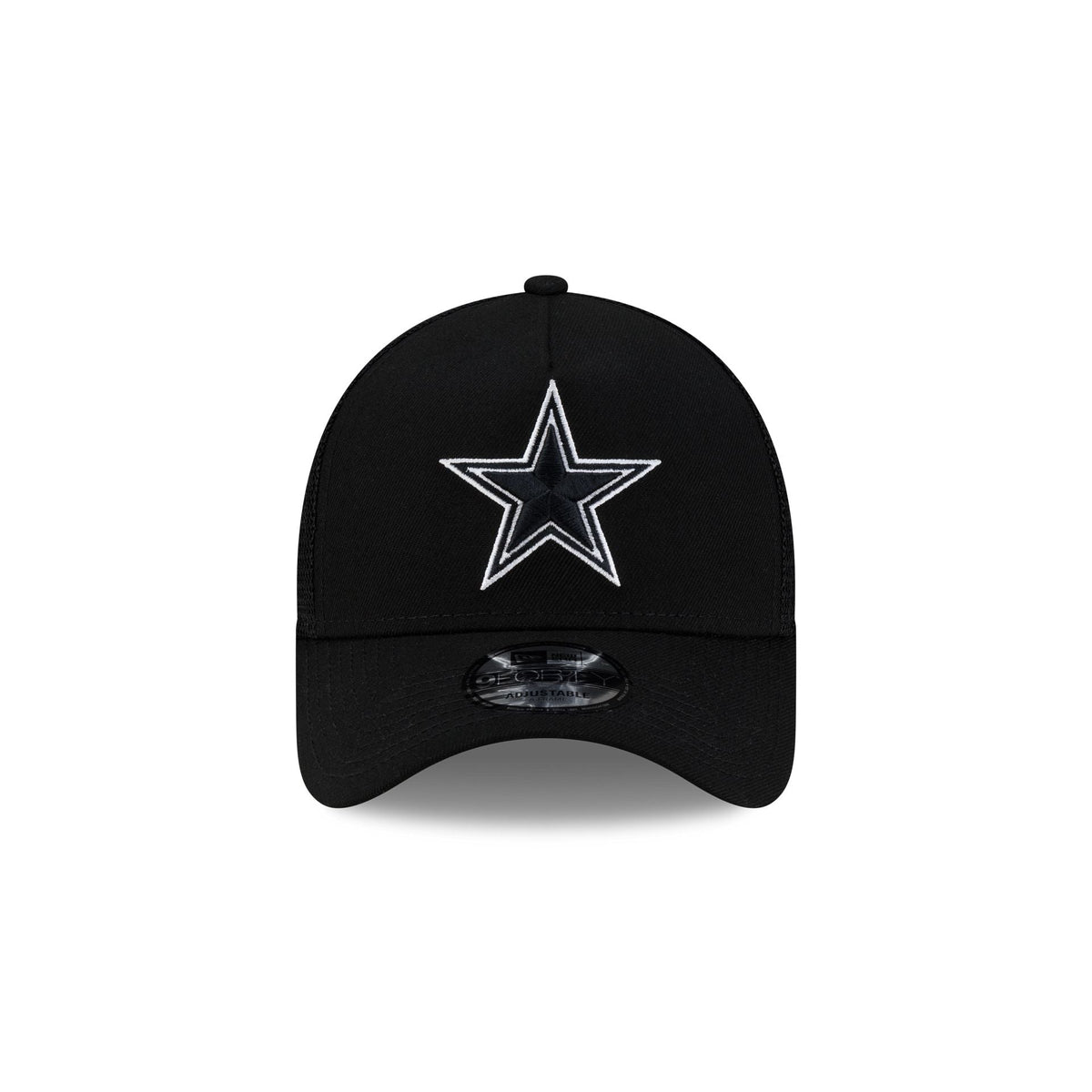 Dallas Cowboys Side Script Black 9FORTY A-Frame Trucker Hat