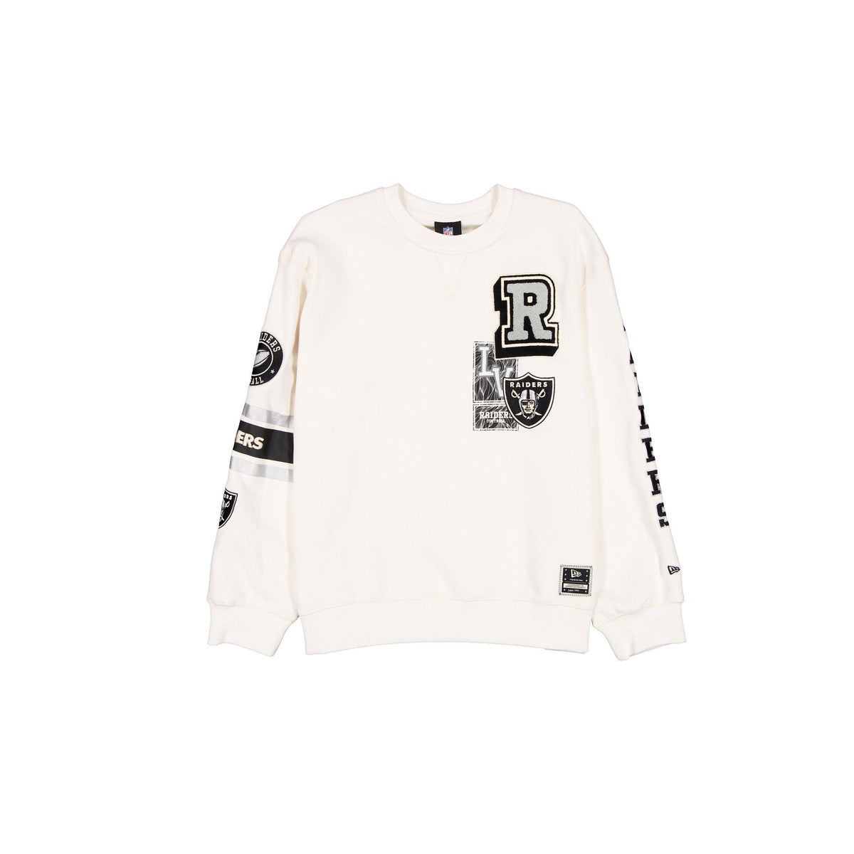 Las Vegas Raiders Women's Chrome White Varsity Crewneck