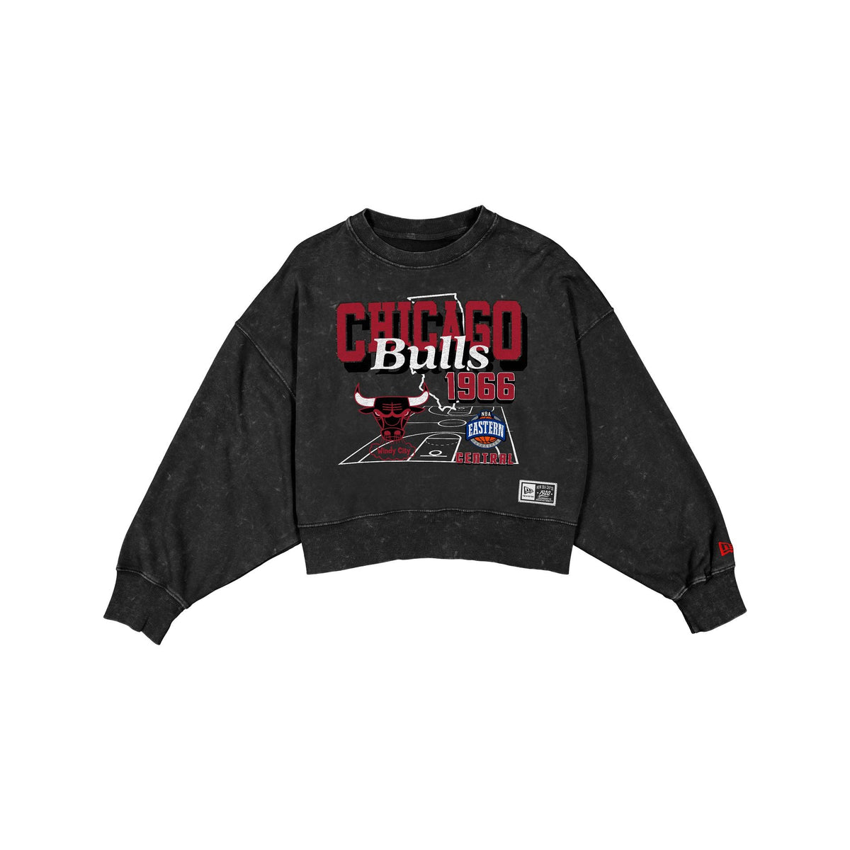 Chicago Bulls Women's Throwback Cropped Washed Crewneck