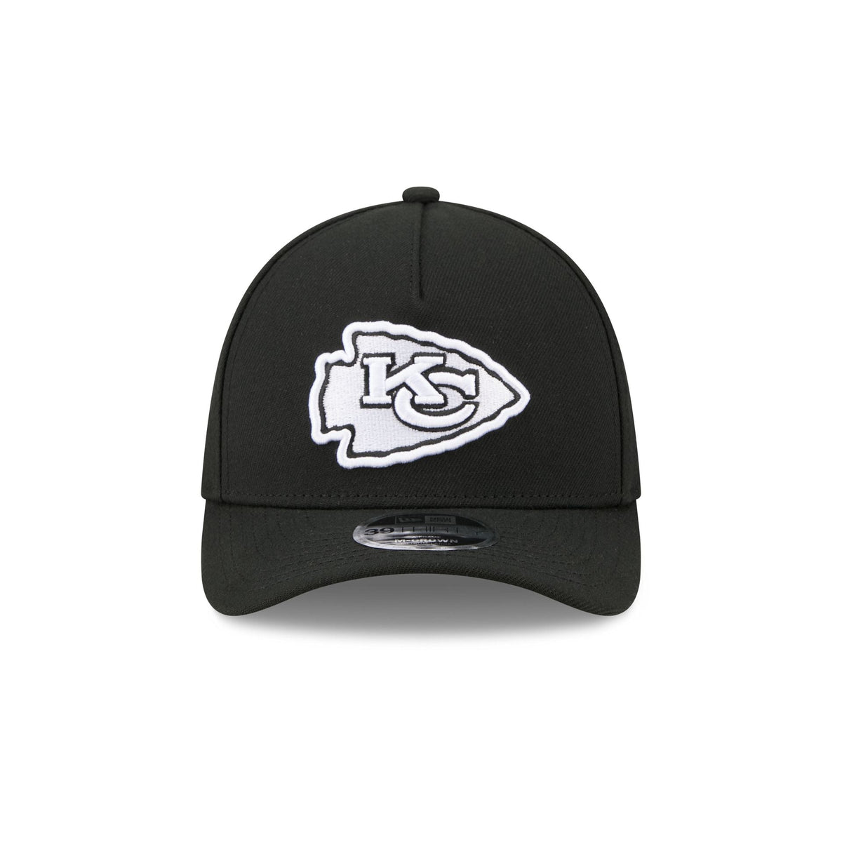 Kansas City Chiefs Poly Black & White 39THIRTY M-Crown A-Frame Stretch Fit Hat