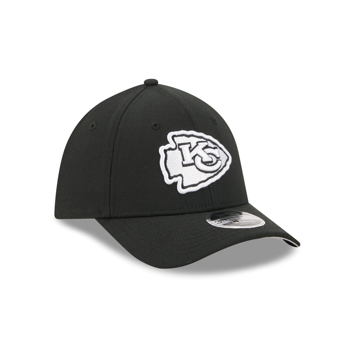 Kansas City Chiefs Poly Black & White 39THIRTY M-Crown Stretch Fit Hat