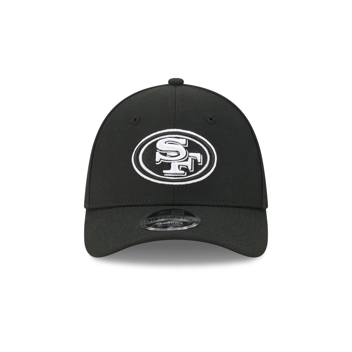 San Francisco 49ers Poly Black & White 39THIRTY M-Crown Stretch Fit Hat