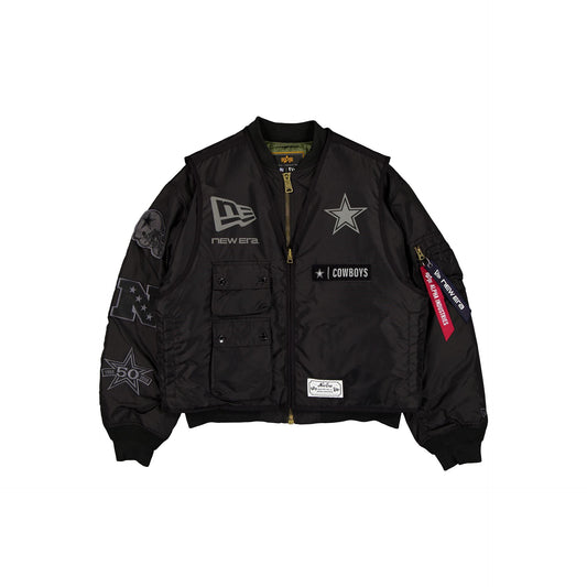 Alpha Industries x Dallas Cowboys Black 2-in-1 MA-1 Flight Jacket + Vest
