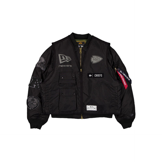 Alpha Industries x Kansas City Chiefs Black 2-in-1 MA-1 Flight Jacket + Vest