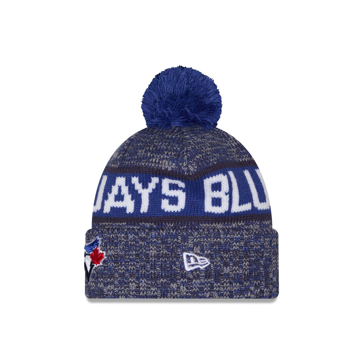 Toronto Blue Jays Tri Color Pom Knit Hat